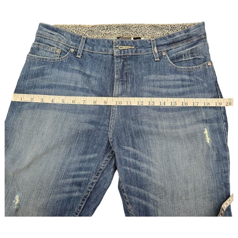 Vtg Harley Davidson Denim Blue Jeans Sz 29 Relaxed Distressed Light Wash Cuffed - Picture 10 of 13